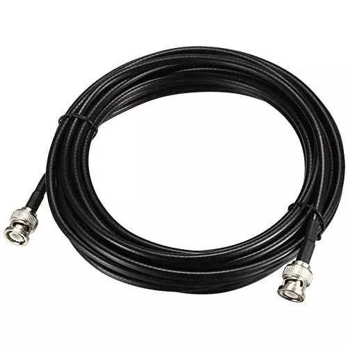 GENERIC RG-174 BNC Male to BNC Male Low-loss Coaxial Cable 5 m Length Brass Connector with Gold-Plated Pins, CA0044