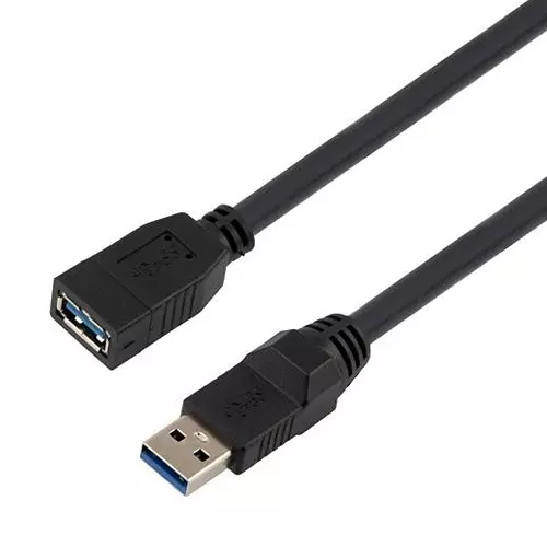 L-COM USB CABLE, 3.0 TYPE A PLUG-A RCPT, 2.5M, CAU3HFAX-BLK-205M