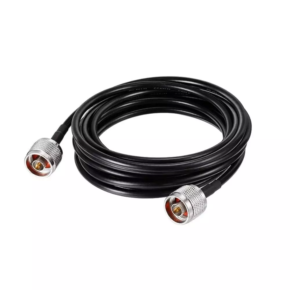 NBR RG-58 N-Male to N-Male Low Loss Coaxial Extension Cable PVC Jacket 50 Ω Impedance 10 m, Black