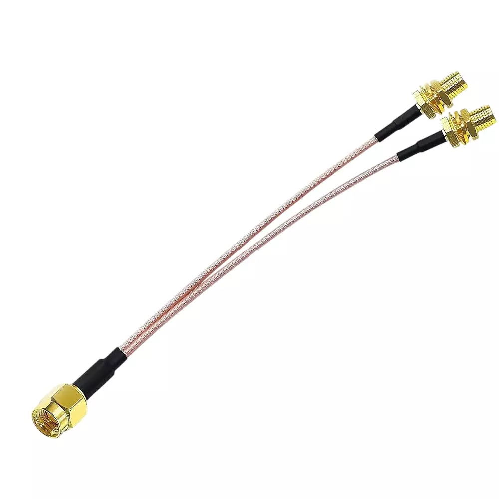 GENERIC RG-316 SMA Male to Dual SMA Female Y-Type Splitter Coaxial Pigtail Cable 10 cm Length, CA0112