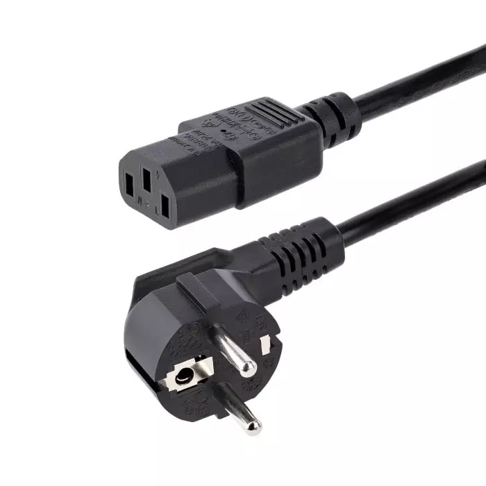 StarTech.com Right Angle CEE 7/7 Plug to Straight IEC C13 Socket Power Cable 1 m, 713E-1M-POWER-CORD