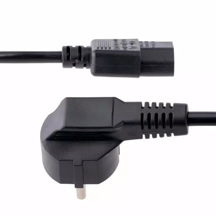StarTech.com Right Angle CEE 7/7 Plug to Straight IEC C13 Socket Power Cable 1 m, 713E-1M-POWER-CORD