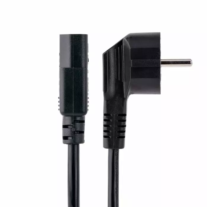 StarTech.com Right Angle CEE 7/7 Plug to Straight IEC C13 Socket Power Cable 1 m, 713E-1M-POWER-CORD