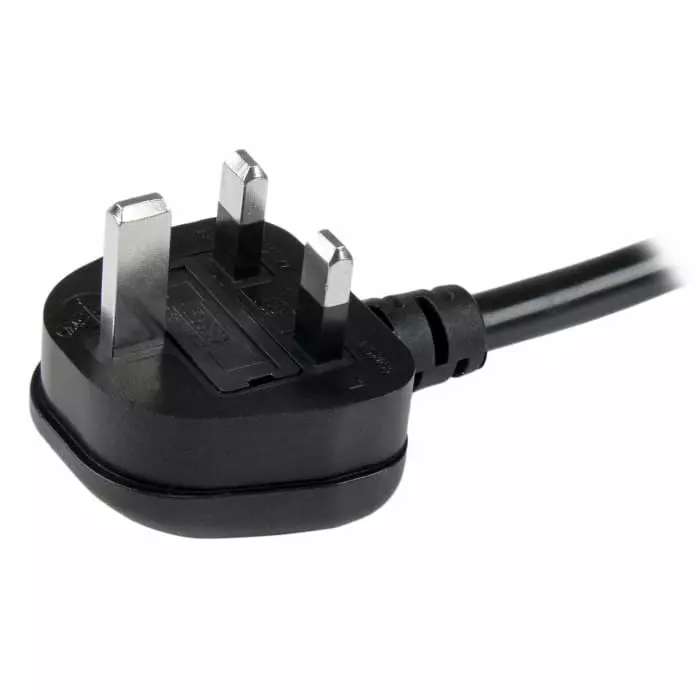 StarTech.com Right Angle CEE 7/7 Plug to Straight IEC C13 Socket Power Cord 2 m, PXTUKC192M