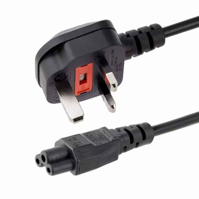 StarTech.com Right Angle Type G UK Plug to Straight IEC C5 Socket Power Cord 1 m, PXTNB3SUK1M