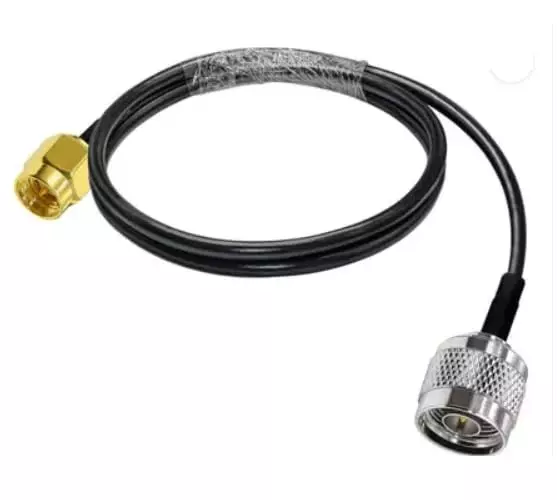 NBR RG-58 N Male to RP SMA Male WiFi Router Coaxial Antenna Extension Cable PVC Jacket 50 Ω Impedance 60.96 cm (2 Ft), Black