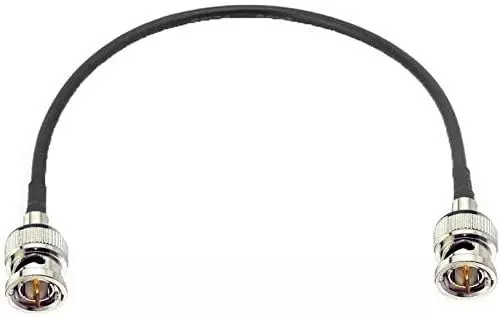 NBR RG-58 BNC Male to BNC Male Coaxial Extension Cable PVC Jacket Copper Conductor 50 Ω Impedance 40 cm, Black