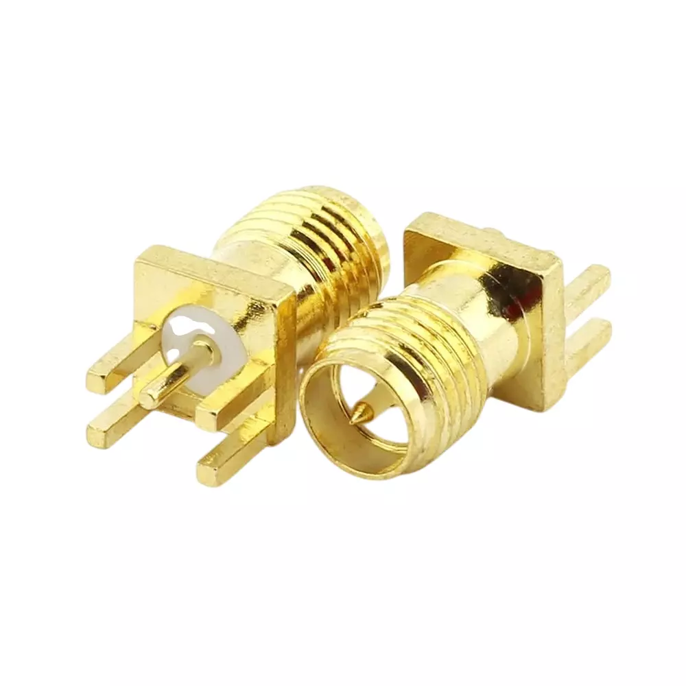 GENERIC RP SMA Female RF Coaxial PCB Mount Connector Edge Type PCB Mount 4-Pin 50 Ω Impedance, RC073