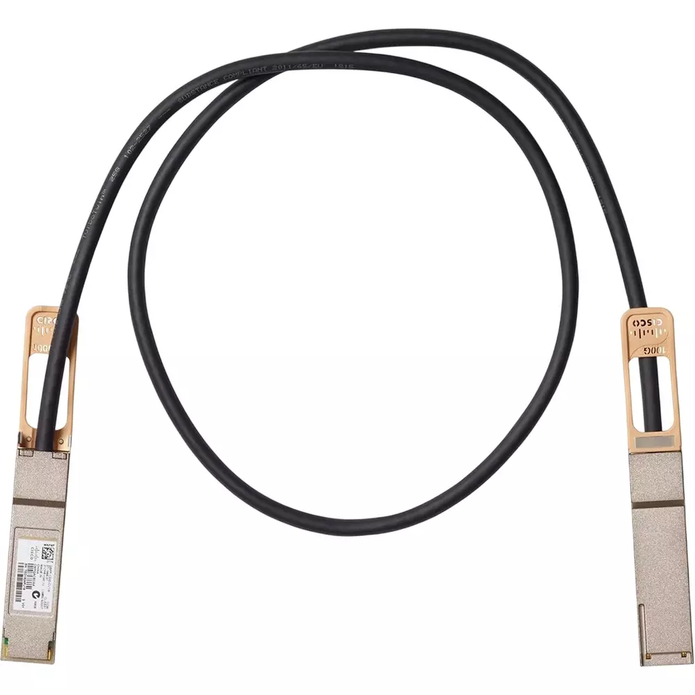Cisco QSFP Cable 3 m Length Male-to-Male Connector 100 Gbps Data Transfer Rate, 100GBASE-CR4 QSFP