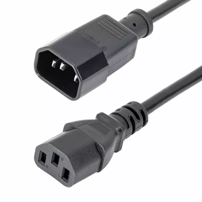 StarTech.com Straight IEC C13 Socket to Straight IEC C14 Plug Power Cord 1 m, PXT1001M