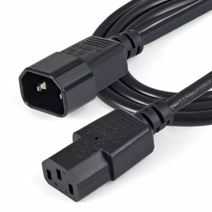 StarTech.com Straight IEC C13 Socket to Straight IEC C14 Plug Power Cord 1 m, PXT1001M