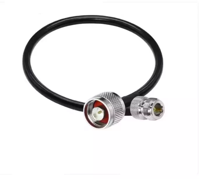 NBR RG-58 N Male to N Female Ultra Low Loss Coaxial Cable PVC Jacket Tinned Copper Conductor 50 Ω Impedance 30.48 cm (1 Ft), Black