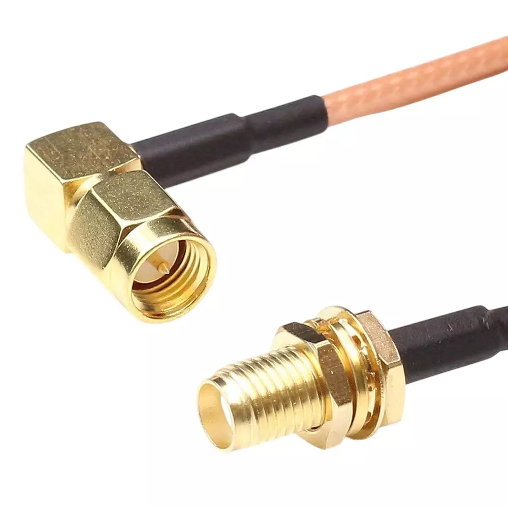GENERIC RG-316 SMA Male Right Angle 90° to SMA Female Straight Low Loass Coaxial Jumper Cable 8 m Length, CA0649
