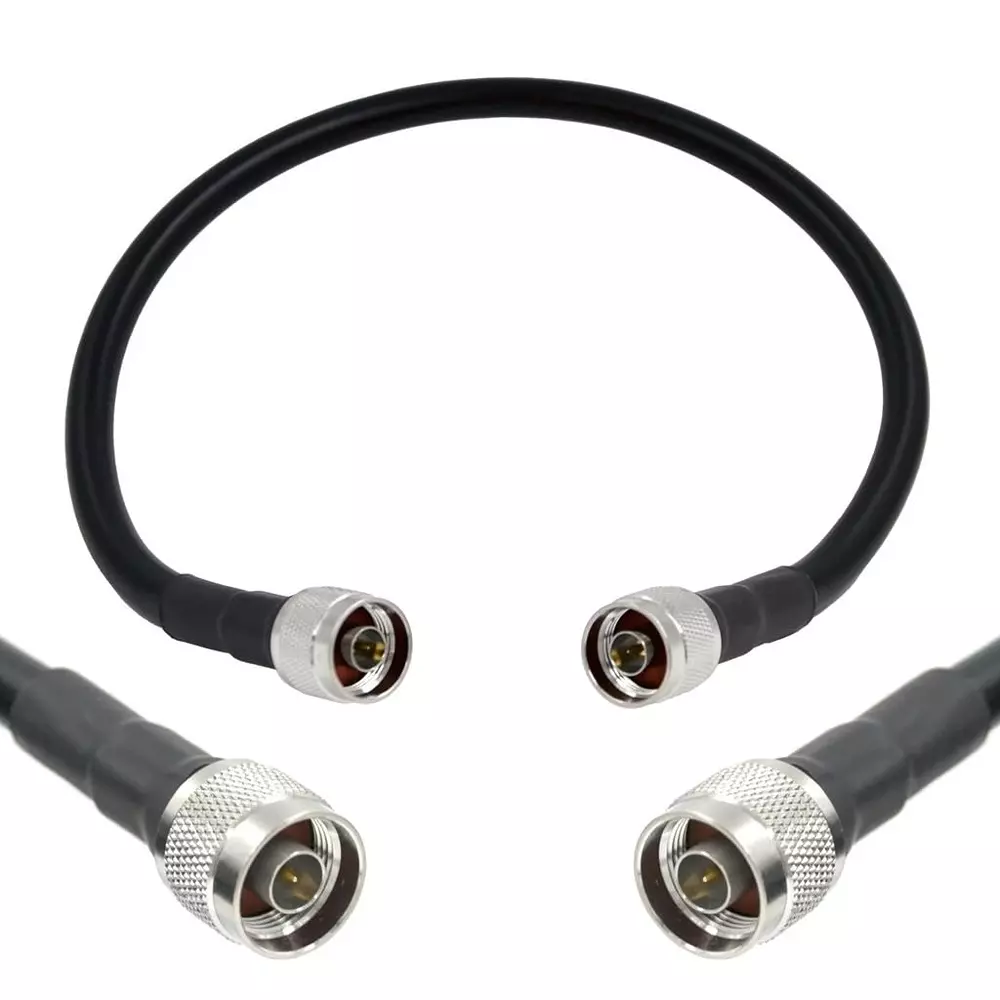 GENERIC RG-58 N-Male to N-Male Low Loss RF Coaxial Jumper Antenna Extension Cable PVC Jacket PTFE (Teflon) Insulation 45.72 cm (1.5 ft) Length, CA0449
