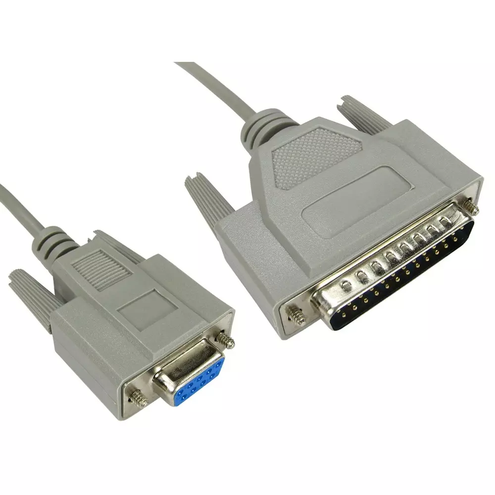 RS PRO Serial Cable 2 m Aluminium-Mylar Foil 25 Pin D-sub Male 9 Pin D-sub PVC, 2668496 (Pack of 5 Pcs)