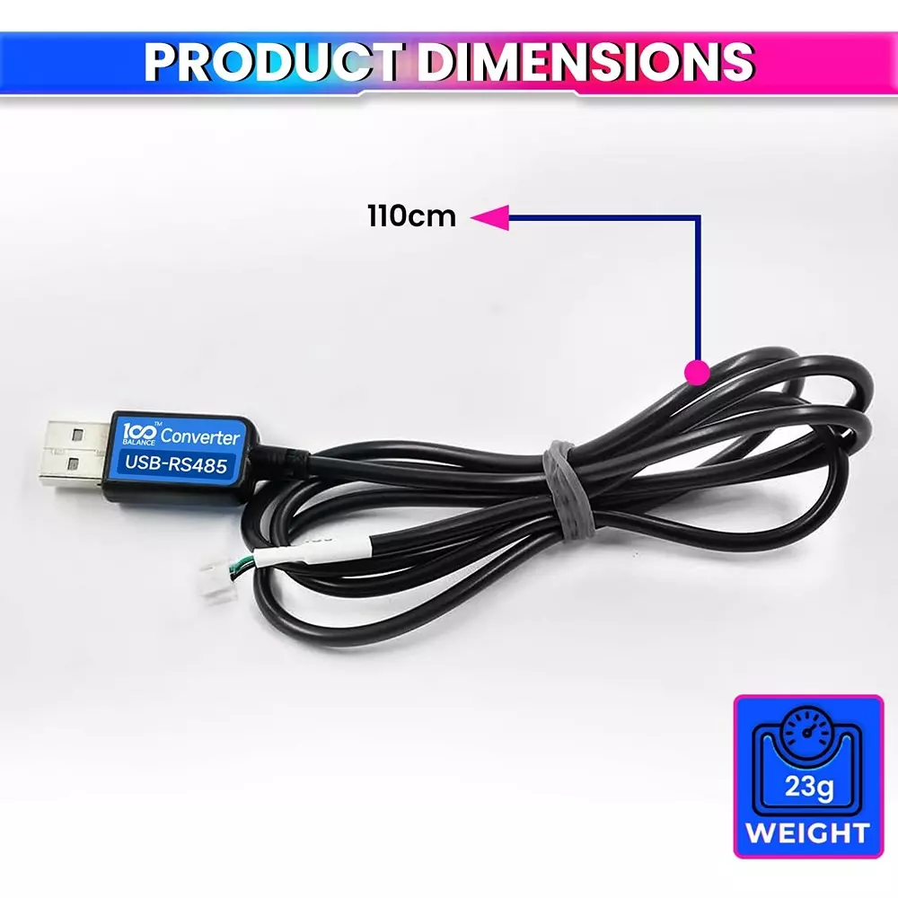 100 BALANCE RS485 to USB Cable 9600 bps/115200 bs Baud Rate for DALY BMS with 110 cm Cord Length