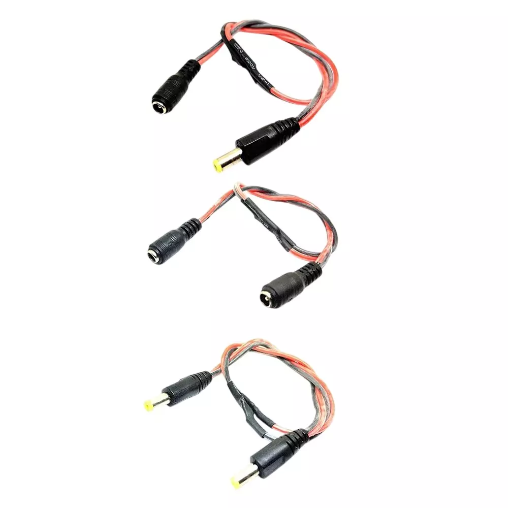 Invento DC Jack Plug Silicone Power Cable Female to Female + Male to Female + Male to Male 300 mm Length 20 AWG Tinned Copper Conductor, ISC 3006-G (Pack of: 1Pcs - 10Pcs)