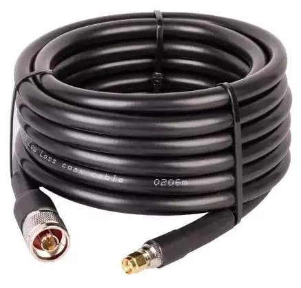 NBR HLF/ LMR400 N Male to SMA Male Low Loss Flexible Coaxial Jumper Cable PVC Jacket 50 Ω Impedance 20 m Black, HLF/ LMR400