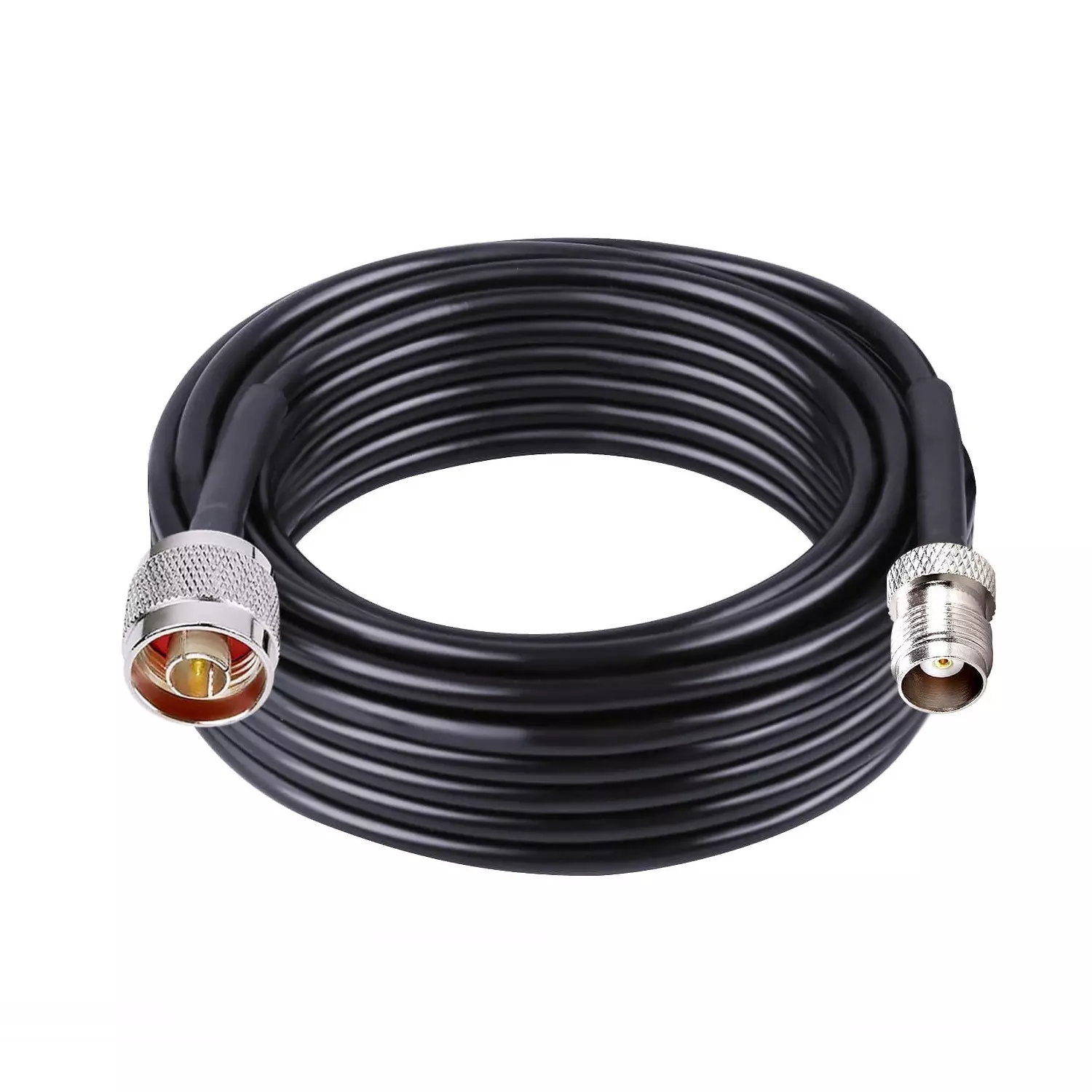 NBR RG-58 N Male to TNC Female Low Loss Coaxial Cable PVC Jacket Tinned Copper Conductor 50 Ω Impedance 5 m, Black