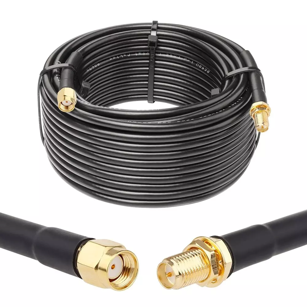 GENERIC RG-174 RP-SMA Male to RP-SMA Female Low Loss Coxial Antenna Extention Cable PVC Jacket 40 m Length, CA0252