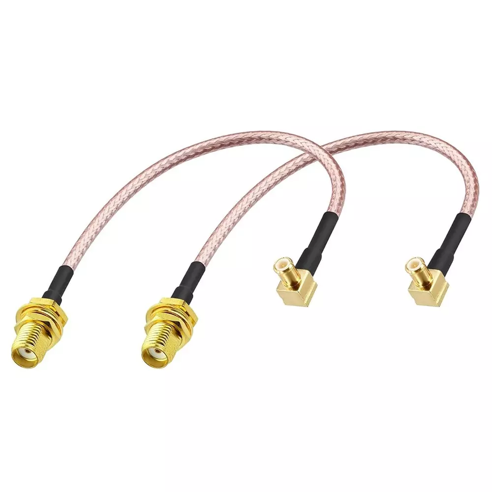 GENERIC RG-316 SMA Female to MCX Male Right Angle 90° Jumper RF Coaxial Antenna Extension Cable 35 cm Length, CA0441 (Pack of 2 Pcs)