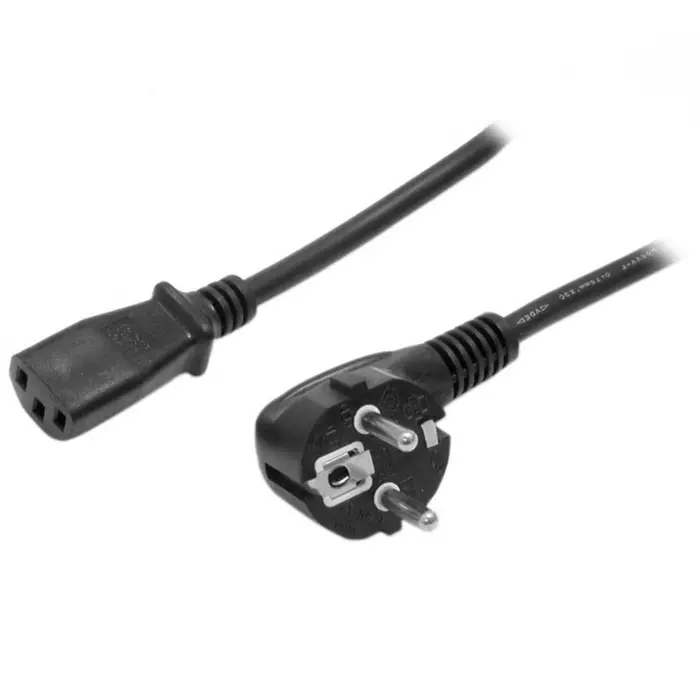 StarTech.com Right Angle CEE 7/7 Plug to Straight IEC C13 Socket Power Cord 2 m, PXT101EUR
