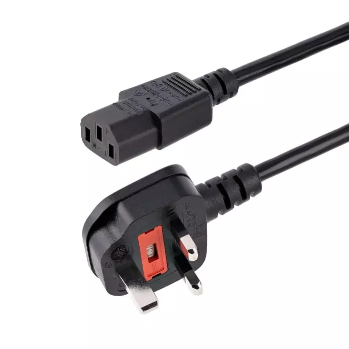 StarTech.com Right Angle Type G UK Plug to Straight IEC C13 Socket Power Cable 1 m, BS13U-1M-POWER-LEAD