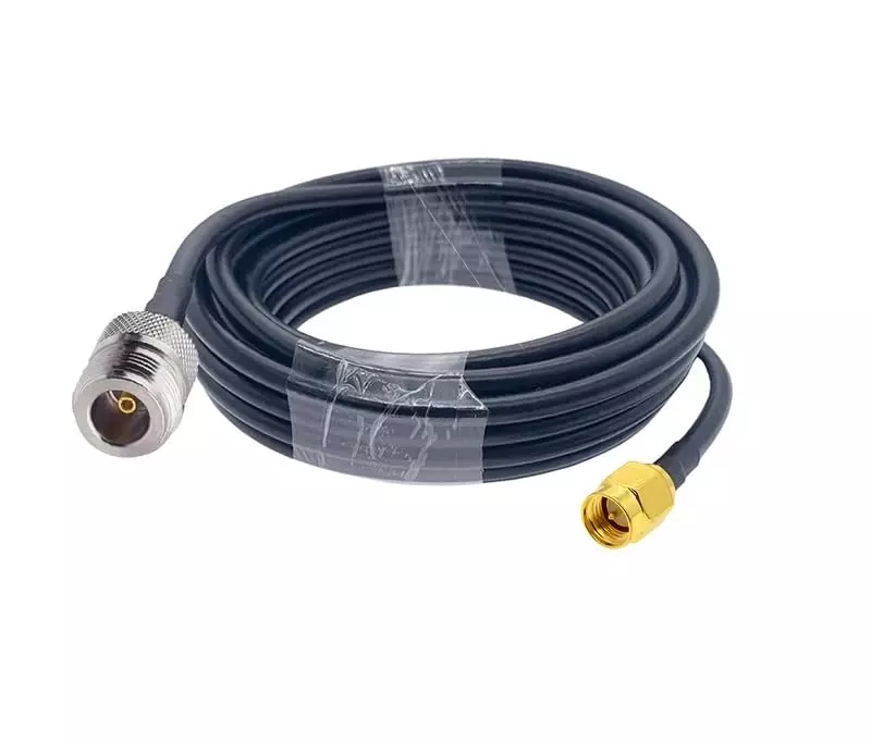 NBR RG-58 N Female to SMA Male Low Loss Jumper Coaxial Antenna Cable PVC Jacket 50 Ω Impedance 10 m, Black