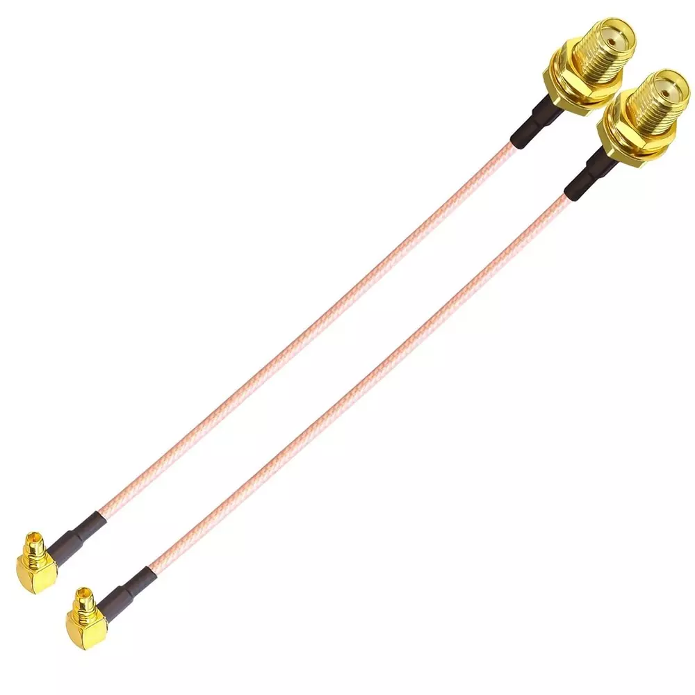 GENERIC RG-316 SMA Female to MMCX Male Right Angle 90° Jumper RF Coaxial Antenna Extension Cable 15 cm Length, CA0176-2 (Pack of 2 Pcs)
