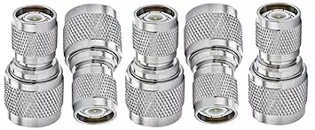 NBR N-Male to TNC Male Straight Coaxial Connector Adapter 50 Ω Impedance, Silver (Pack of 5 Pcs)
