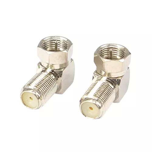 NBR Right Angle RG6 Coaxial Adapter, F Male to F Female Connector for TV Cable & Wall Plates (Pack of 2)