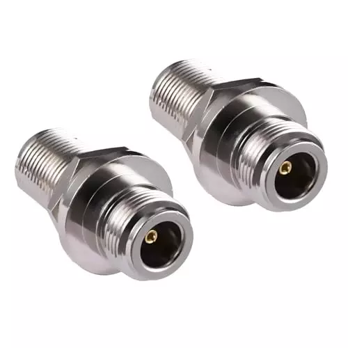 NETBOON Straight Coaxial Connector N Female to N Female Nickel-Plated Brass 50 Ohm for RF Communication, N-F-N-F-B/H-ADP-3P (Pack of 3)