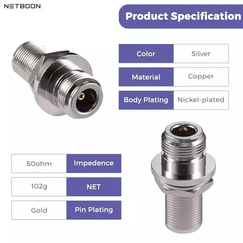 netboon-straight-coaxial-connector-n-female-to-n-female-nickel-plated-brass-50-ohm-for-rf-communication-n-f-n-f-bh-adp-3p-pack-of-3