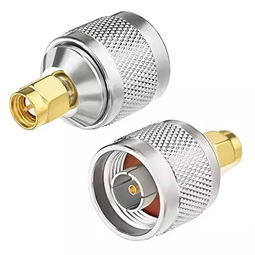 NETBOON Straight Coaxial Connector N Male RP to SMA Male Nickel-Plated Brass 50 Ohm for RF Communication, N-M-RP-SMA-M-ADP-3P (Pack of 3)