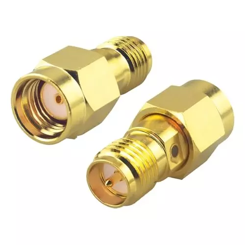 NETBOON Straight Coaxial Connector RP SMA Male to RP SMA Female Nickel-Plated Brass 50 Ohm for RF Communication, SMA-M-RP-SMA-F-RP-ADP-3P (Pack of 3)