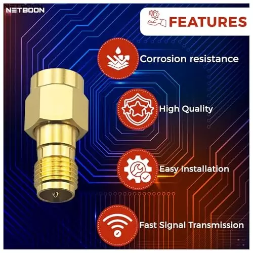 netboon-straight-coaxial-connector-rp-sma-male-to-rp-sma-female-nickel-plated-brass-50-ohm-for-rf-communication-sma-m-rp-sma-f-rp-adp-3p-pack-of-3