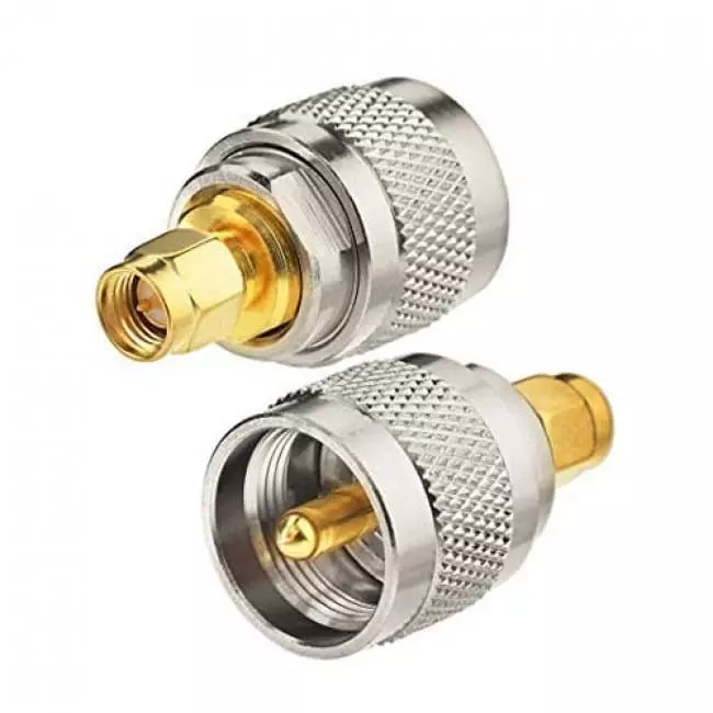 NETBOON Straight Coaxial Connector UHF Male to SMA Male Nickel-Plated Brass 50 Ohm for RF Communication, UHF-M-SMA-M-ADP-1P