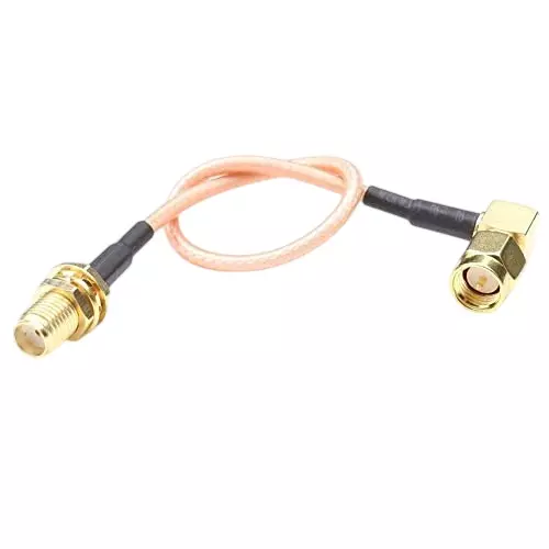 NBR RF Coaxial Jumper Cable SMA Male Right Angle (90°) to SMA Female Straight 10 cm Cable Length 50 Ohm Impedance, CA0632