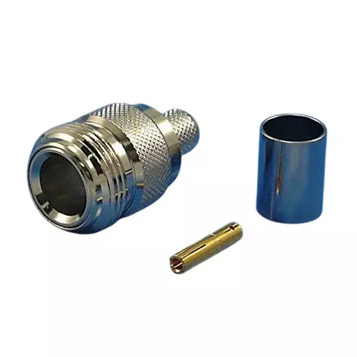 Oxywave Crimp Cable Connector N Female Nickel Plated Brass Body for LMR300 Coaxial Cable, NF-LMR300 (Pack of 2)