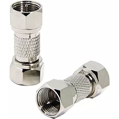 NETBOON Straight Coaxial Connector F Type Male to Male Nickel-Plated Brass 50 Ohm for RF Communication, F-M-F-M-ADP-1P