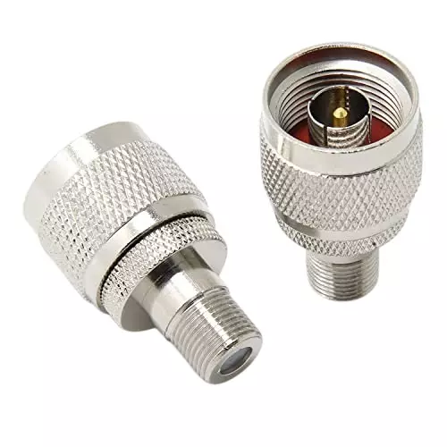 NETBOON Straight Coaxial Connector N Type Male to F Type Female Nickel-Plated Brass 50 Ohm for RF Communication, N-M-TO-F-F-ADAP-1