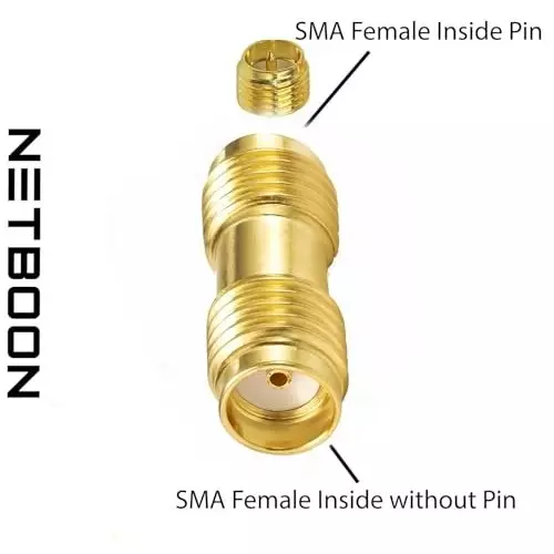 netboon-straight-coaxial-connector-sma-female-to-rp-sma-female-nickel-plated-brass-50-ohm-for-rf-communication-sma-f-to-rp-sma-f-adap-5-pack-of-5