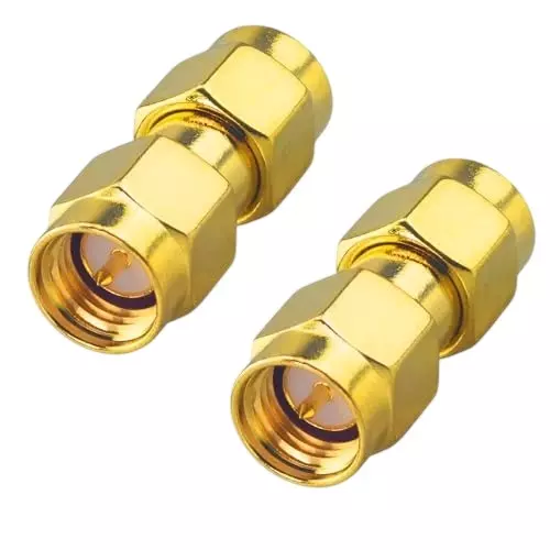 NETBOON Straight Coaxial Connector SMA Male to SMA Male Nickel-Plated Brass 50 Ohm for RF Communication, SMA-M-M-ADAP-2 (Pack of 2)