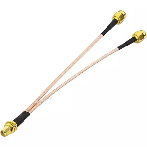 NBR SMA Splitter Coaxial Extension Cable SMA Female to Dual SMA Male 15 cm (6 Inch) Cable Length 50 Ohm Impedance, CA0079