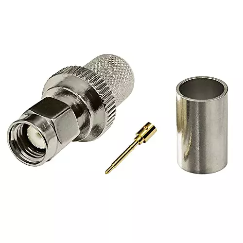 Oxywave Straight Crimp Connector SMA Male Nickel Plated Brass Body for RG8U, RG213, LMR400, LMR400UF, LOW400 Coaxial Cable, SMAMCRIMP400 (Pack of 2)