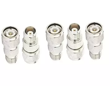 NBR TNC Male to TNC Female Straight Coaxial Connector Adapter 50 Ω Impedance, Silver (Pack of 5 Pcs)