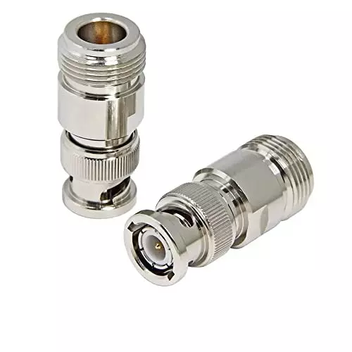 NETBOON Straight Coaxial Connector BNC Male to N Female Nickel-Plated Brass 50 Ohm for RF Communication, BNC-M-N-F-ADP-3P (Pack of 3)