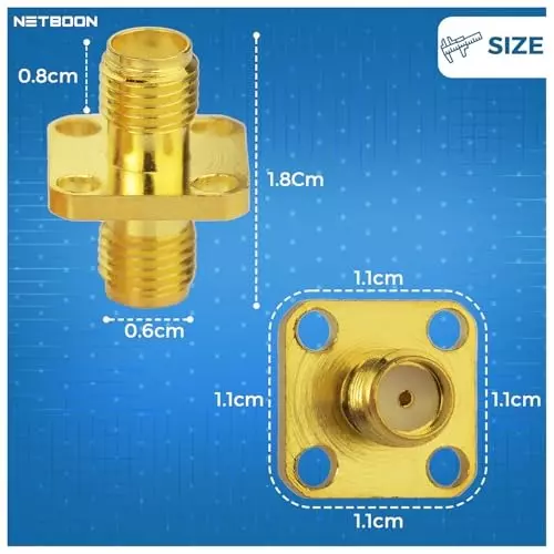 netboon-four-hole-panel-mount-coaxial-connector-sma-female-to-sma-female-nickel-plated-brass-50-ohm-for-rf-communication-sma-f-sma-f-4-h-adp-3p-pack-of-3