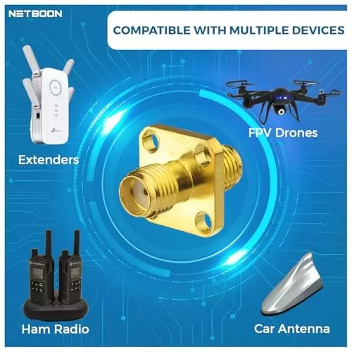 netboon-four-hole-panel-mount-coaxial-connector-sma-female-to-sma-female-nickel-plated-brass-50-ohm-for-rf-communication-sma-f-sma-f-4-h-adp-3p-pack-of-3