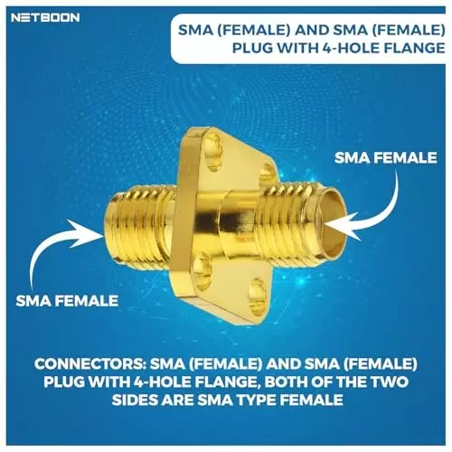netboon-four-hole-panel-mount-coaxial-connector-sma-female-to-sma-female-nickel-plated-brass-50-ohm-for-rf-communication-sma-f-sma-f-4-h-adp-3p-pack-of-3